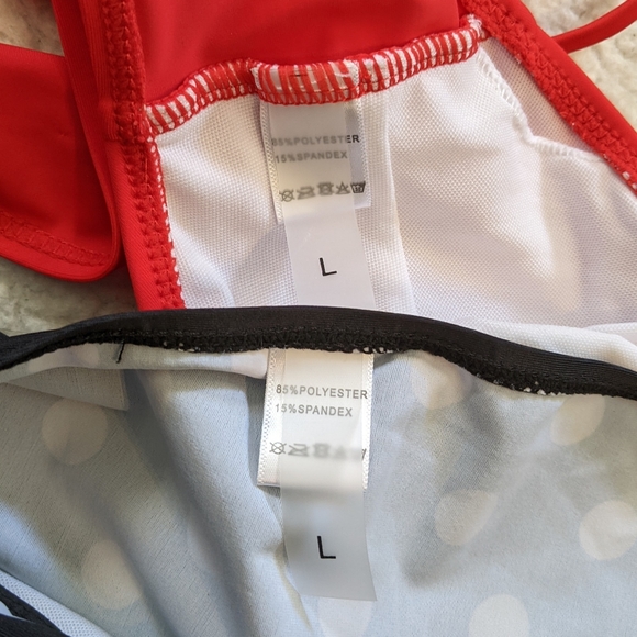 Bikini red top black & white polka dot bottoms - Picture 2 of 4